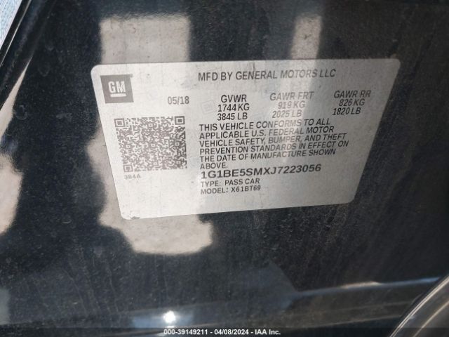 1G1BE5SMXJ7223056 Chevrolet Cruze Lt Auto
