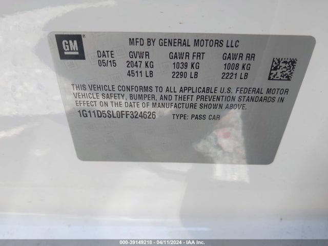 Chevrolet MALIBU 2LT 2015 1G11D5SL0FF324626 Image 9