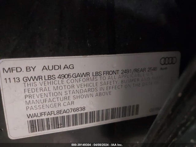 WAUFFAFL8EA076838 Audi A4 2.0t Premium