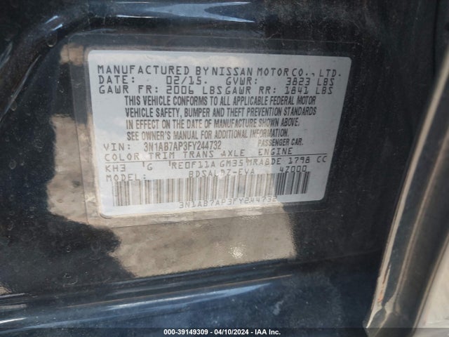 Nissan SENTRA SV 2015 3N1AB7AP3FY244732 Image 9
