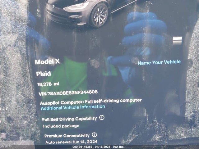 7SAXCBE63NF344805 Tesla Model X Plaid Tri Motor All-wheel Drive