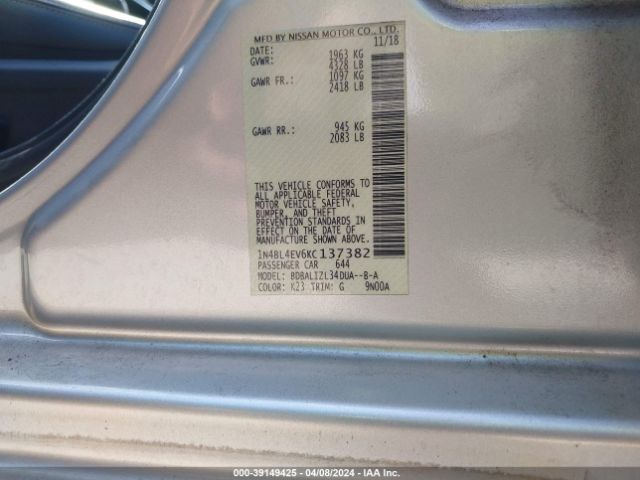 1N4BL4EV6KC137382 Nissan Altima 2.5 Sl