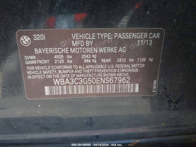 WBA3C3G50ENS67962 BMW 320i Xdrive