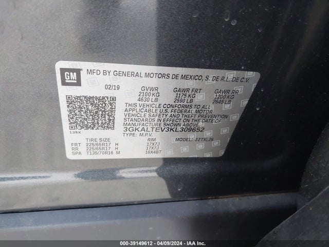 GMC Terrain Sle 2019 3GKALTEV3KL309652 Image 9