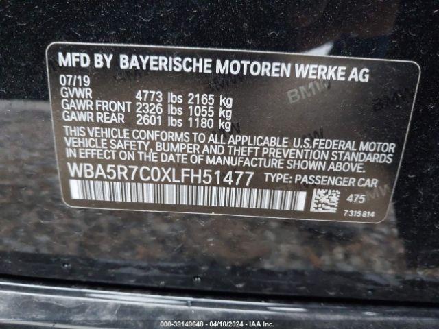 WBA5R7C0XLFH51477 BMW 330i Xdrive