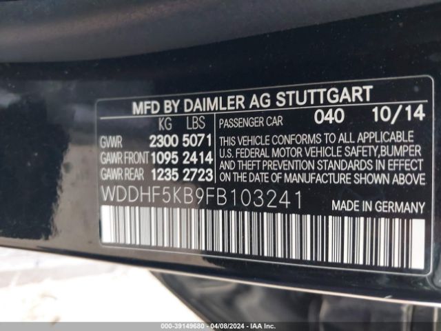 WDDHF5KB9FB103241 Mercedes-Benz E 350