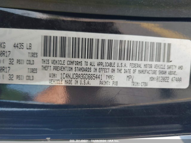 Jeep Compass Sport 2016 1C4NJCBA3GD665441 Image 9