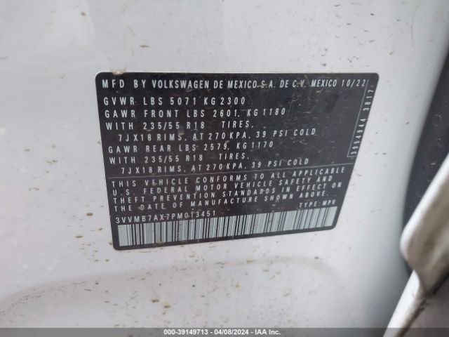 3VVMB7AX7PM013451 Volkswagen Tiguan 2.0t Se
