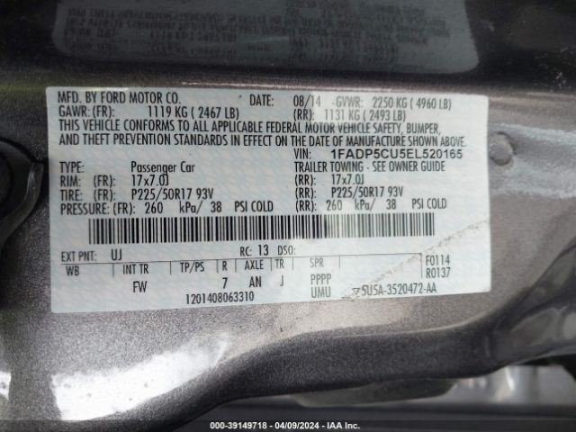 1FADP5CU5EL520165 Ford C-max Energi Sel