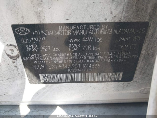 Hyundai SONATA SEL 2018 5NPE34AF5JH614635 Image 9