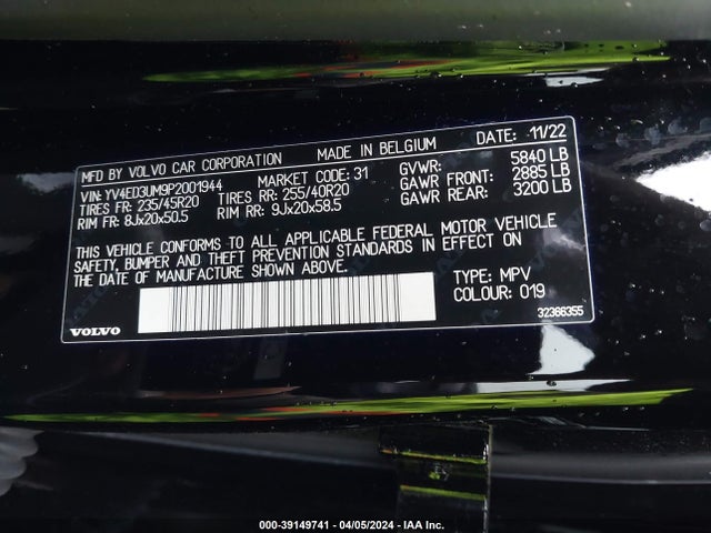 YV4ED3UM9P2001944 Volvo Xc40 Recharge Pure Electric Twin Ultimate