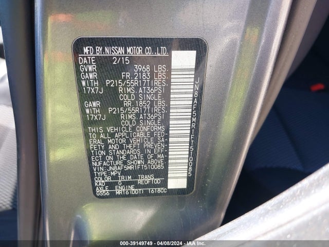 Nissan JUKE S 2015 JN8AF5MR1FT510085 Image 9