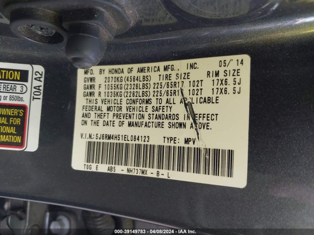 Honda CR-V EX 2014 5J6RM4H51EL084123 Image 9