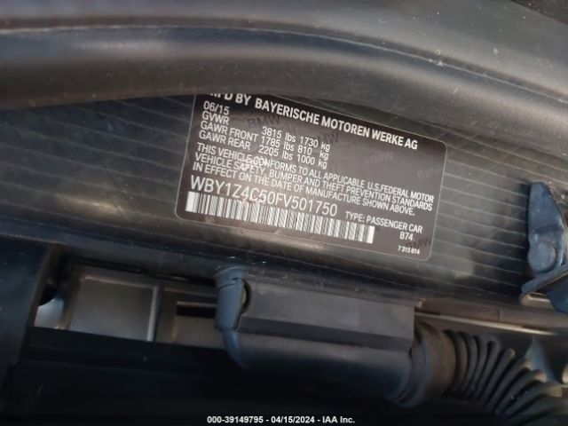 WBY1Z4C50FV501750 BMW I3 Base W/range Extender