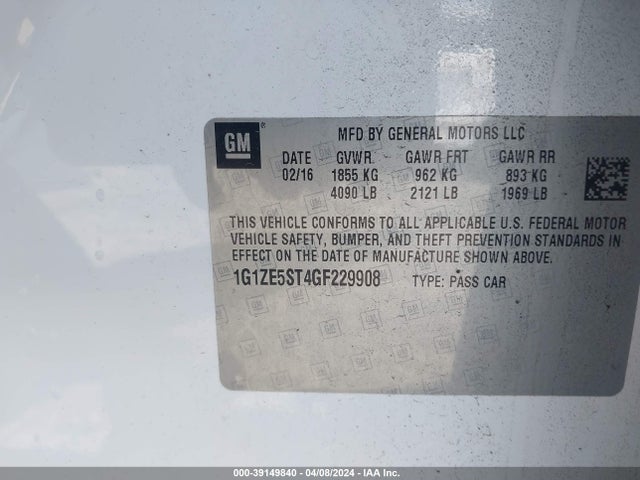Chevrolet MALIBU 1LT 2016 1G1ZE5ST4GF229908 Image 9