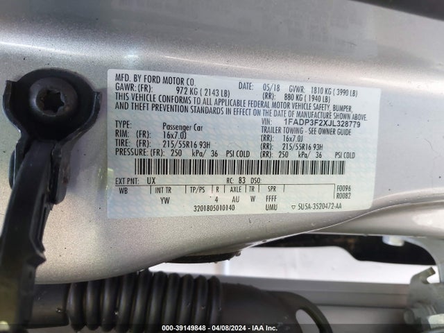 Ford FOCUS SE 2018 1FADP3F2XJL328779 Image 9