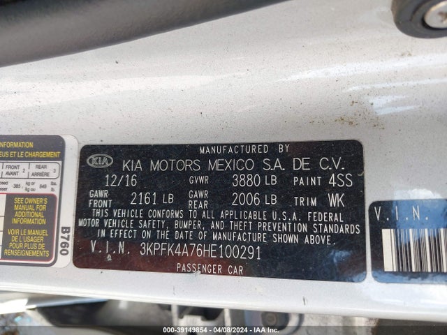 KIA FORTE LX 2017 3KPFK4A76HE100291 Image 9