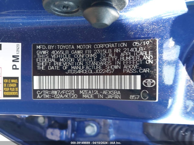 Toyota COROLLA SE 2020 JTDS4RCE0LJ022457 Image 9