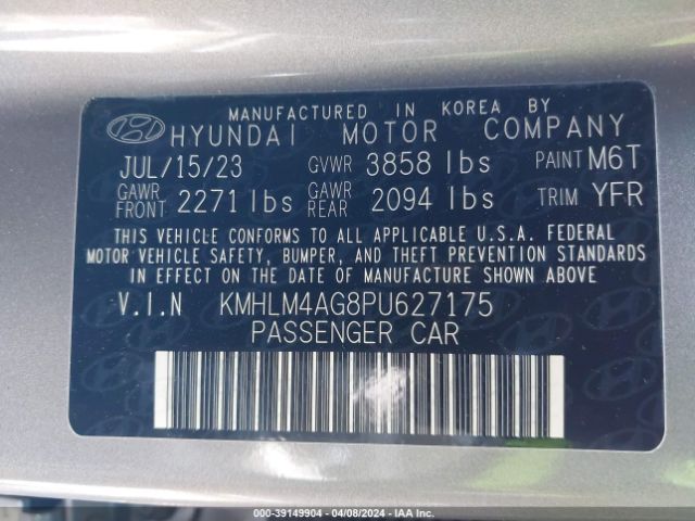 KMHLM4AG8PU627175 Hyundai ELANTRA SEL