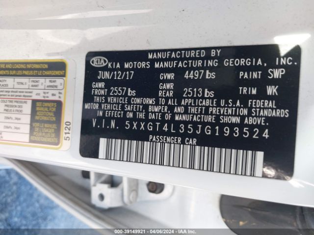5XXGT4L35JG193524 KIA Optima Lx