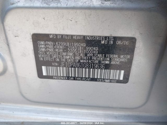 JF1GPAB61G8319636 Subaru Impreza 2.0i Premium