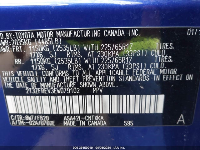 Toyota RAV4 LE 2014 2T3ZFREV3EW079102 Image 9