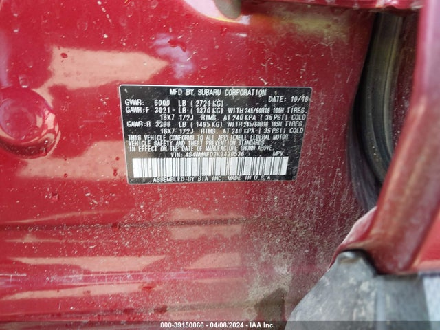 Subaru Ascent Premium 2019 4S4WMAFD3K3430536 Image 9