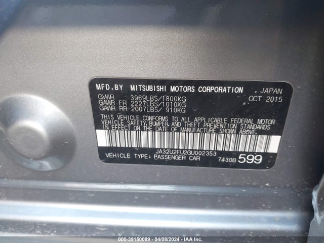 JA32U2FU2GU002353 Mitsubishi LANCER ES