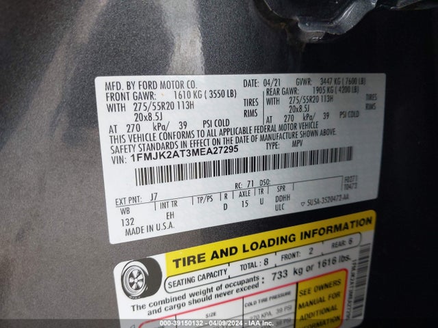 Ford Expedition Limited Max 2021 1FMJK2AT3MEA27295 Image 9