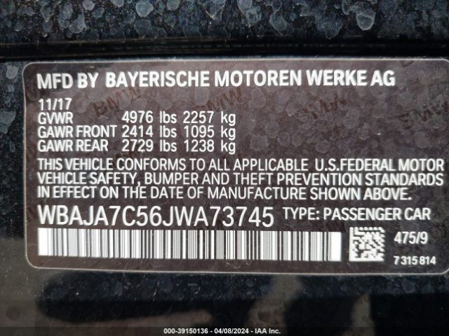 WBAJA7C56JWA73745 BMW 530i Xdrive