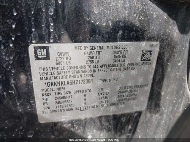 1GKKNKLA6HZ173088 GMC Acadia Sle-1
