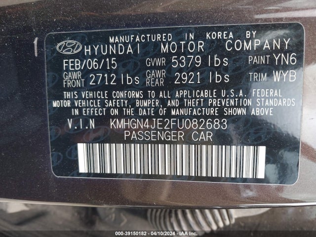 Hyundai Genesis 3.8 2015 KMHGN4JE2FU082683 Image 9