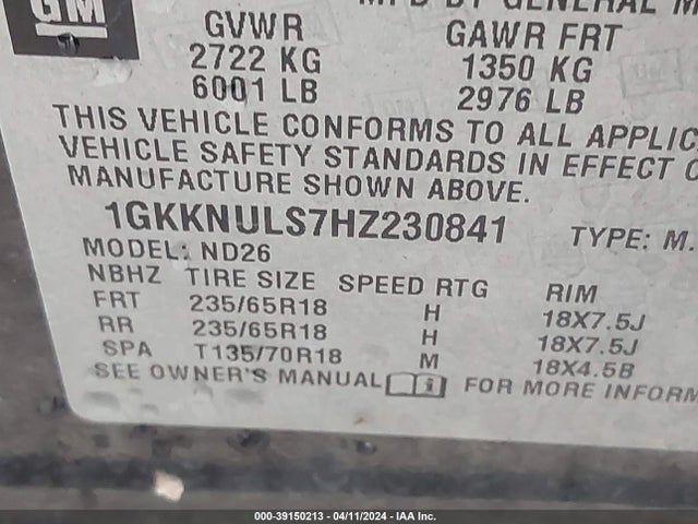 GMC Acadia Slt-1 2017 1GKKNULS7HZ230841 Image 9