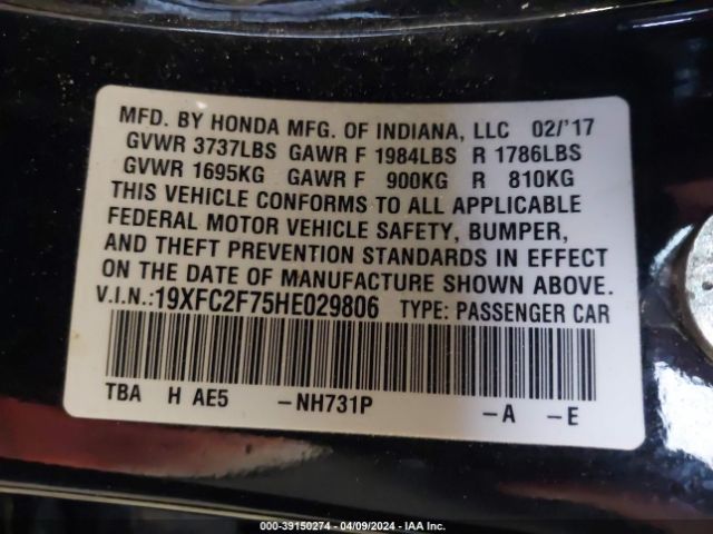 19XFC2F75HE029806 Honda CIVIC EX