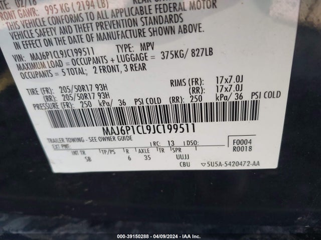Ford Ecosport Ses 2018 MAJ6P1CL9JC199511 Image 9