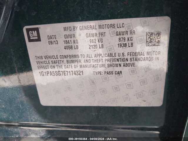 1G1PA5SG7E7174321 Chevrolet Cruze Ls Auto