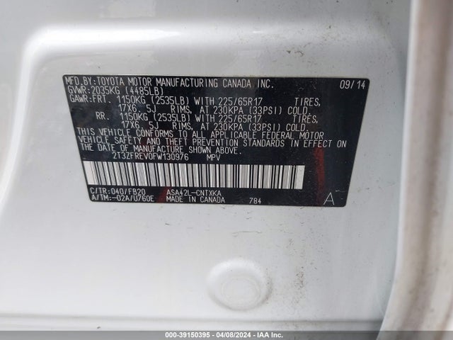 Toyota RAV4 LE 2015 2T3ZFREV0FW130976 Image 9
