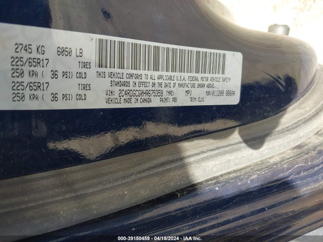 Dodge Grand Caravan Sxt 2017 2C4RDGCG0HR675359 Image 9