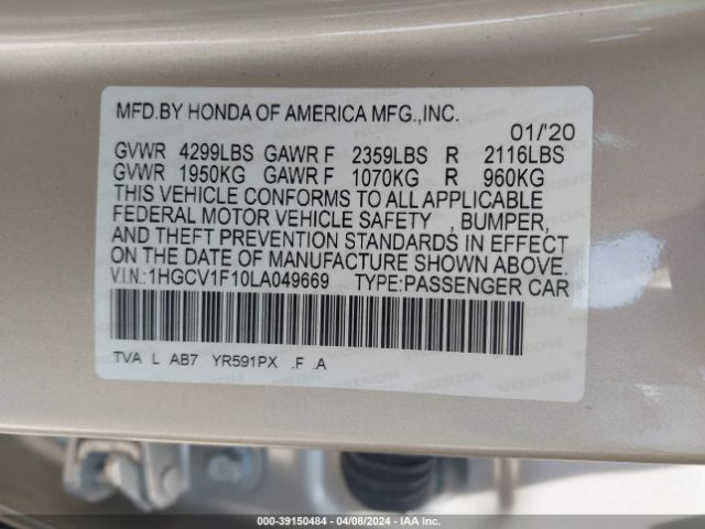 1HGCV1F10LA049669 Honda ACCORD LX