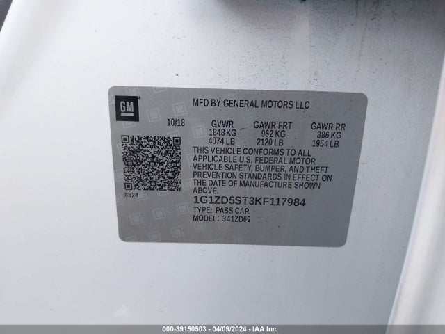 Chevrolet MALIBU LT 2019 1G1ZD5ST3KF117984 Image 9
