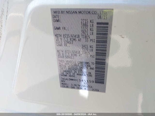Infiniti QX60 2015 5N1AL0MM4FC545159 Image 9