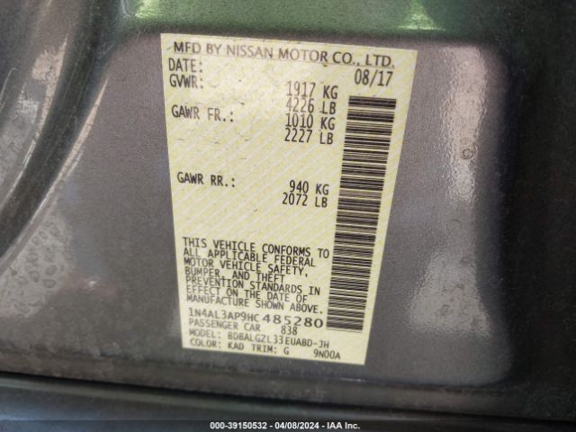 1N4AL3AP9HC485280 Nissan Altima 2.5 S