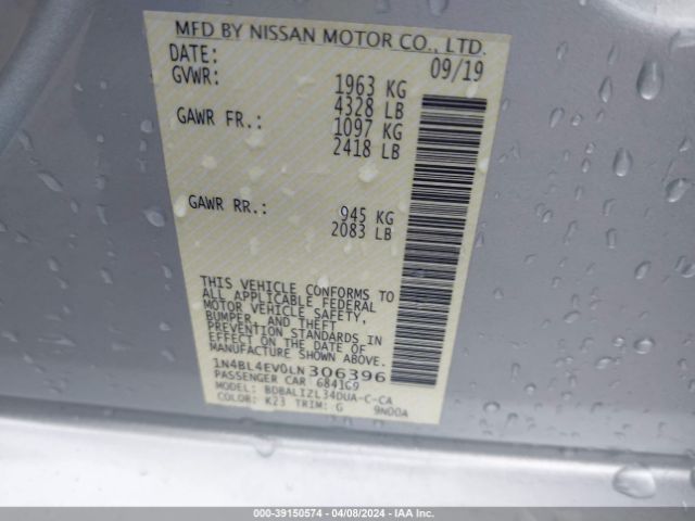 1N4BL4EV0LN306396 Nissan Altima Sl Fwd