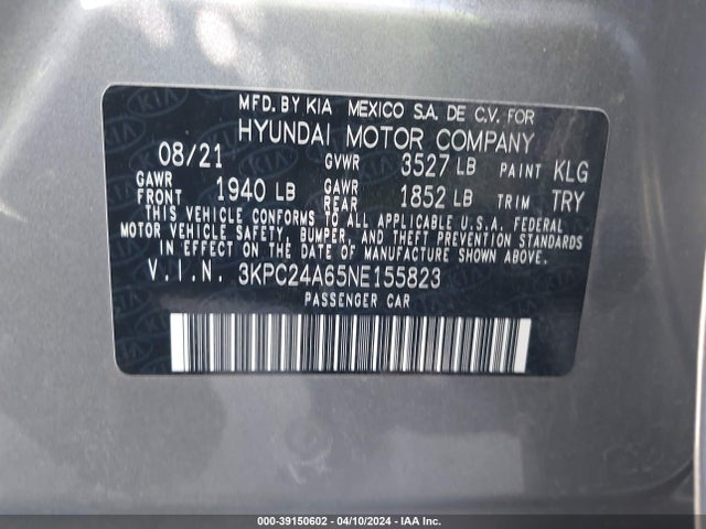 Hyundai ACCENT SE 2022 3KPC24A65NE155823 Image 9