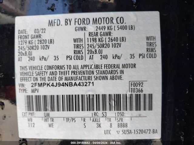 Ford Edge St-line 2022 2FMPK4J94NBA43271 Image 9