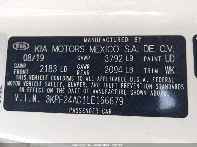 KIA Forte Lxs 2020 3KPF24AD1LE166679 Image 9