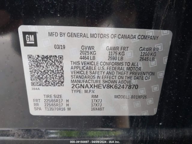 2GNAXHEV8K6247870 Chevrolet EQUINOX LS