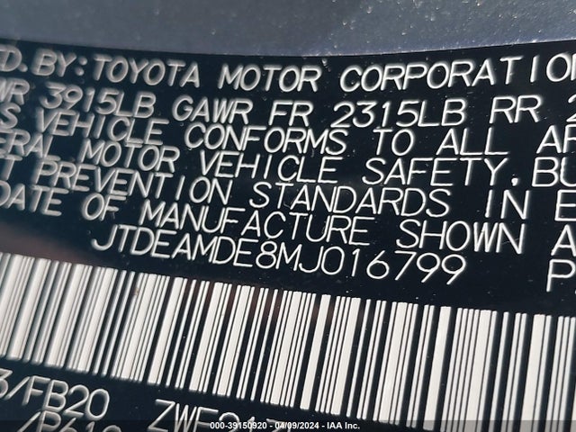 Toyota Corolla Hybrid Le 2021 JTDEAMDE8MJ016799 Image 9