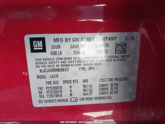 KL4CJASB9HB098437 Buick Encore Preferred