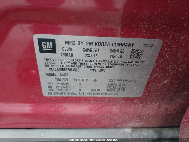 Buick Encore 2015 KL4CJASB8FB064552 Image 9